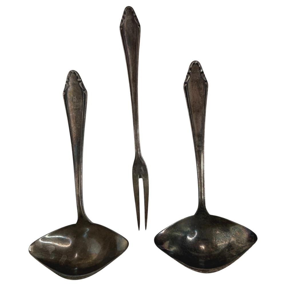 Walter Breuker W&B Soup Gravy Ladle & Olive Fork Set Silverplate Vintage Germany